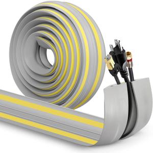 Eapele Floor Cable Cover Protector,Heavy Duty PVC Duct Easy to Unroll,Prevent Cable Trips and Protect Wires,Perfect for Home Office or Outdoor (Gray - 10ft) (10 feet-1pc, Grey)