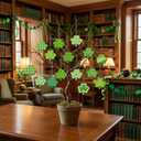 St. Patricks Day Ornaments, 48 Pcs Wooden Ornaments for St Patricks Easter Tree, St Patricks Hanging Ornaments with Twine for Small Tabletop Trees, Tiered Trays, Walls (Modern)