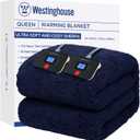 Westinghouse Electric Blanket Queen Size, Soft Plush Sherpa Heated Blanket with 10 Heating Levels & 1-12 Hours Auto-Off, Machine Washable, 84x90 inches, Navy