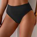 Eomenie Sexy Bikini Bottom for Women Ruched Swim Bottom Cheeky Swimsuit Mid Waisted Tankini Bottoms Only (Black, S)