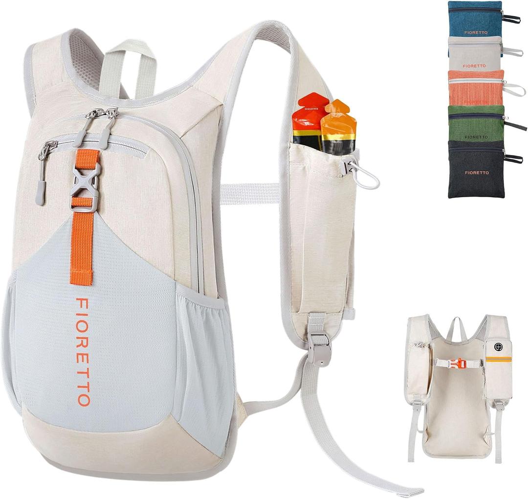 FIORETTO 10L Hiking Backpack for Women Men Mini Packable Backpack Lightweight Small Daypack for Camping Travel Outdoor, Beige