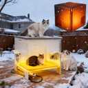 Weatherproof Outdoor Cat House, Feral Cat Insulated Heated Outside Plastic Cat House, Elevated Stray Feral Cat Shelter with Escape Door, Easy Assemble, Expansive Interior
