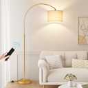 Ambimall Dimmable Arc Floor Lamp with Remote, Color Temperatures and Brightness Adjustable, Arched Floor Lamp with Rotating Head, Over Couch Arched Reading Light for Living Room (Deep Beige and Gold)