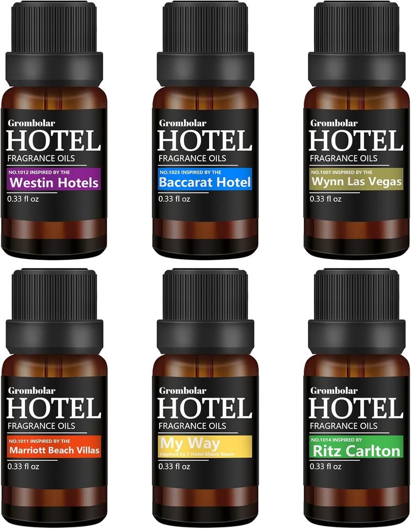 Essential Oils Set-Hotel Collection Diffuser Oil Gift Set,Premium Essential Oil for Diffusers, Home Care, Fragrance, Humidifiers (Hotel-6Pcs Set)