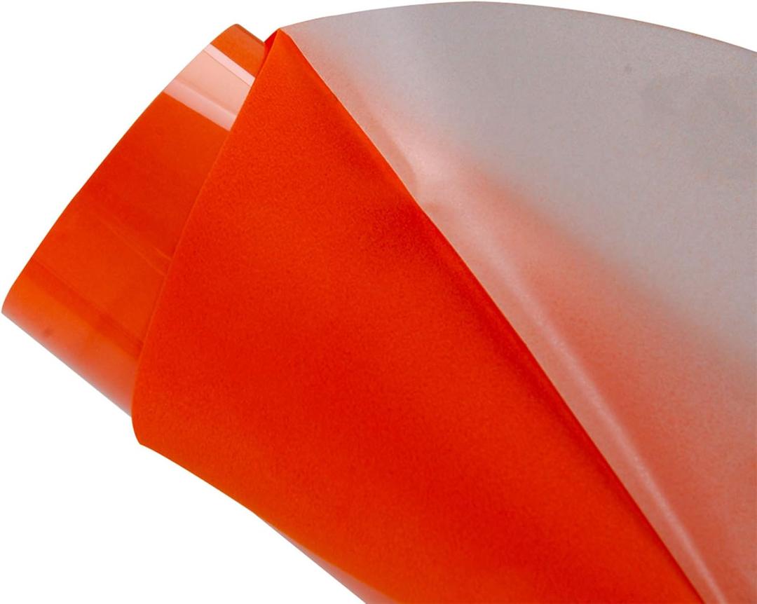 HOHOFILM Orange Flock Heat Transfer Vinyl Flocked HTV Vinyl Sheets 20"x12"Iron on for Tshirt Garment