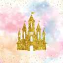 Princess Castle Backdrop Princess Birthday Party Decorations 10x8ft Banner Watercolor Pastel Rainbow Backdrop Gold Glitter Royal Birthday Photography Background Studio Props