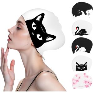 Large Swim Cap for Women Men, Swimming Caps for Long Hair Adults Youths,Silicone Swim Hats Bathing Caps to Keep Hair Dry