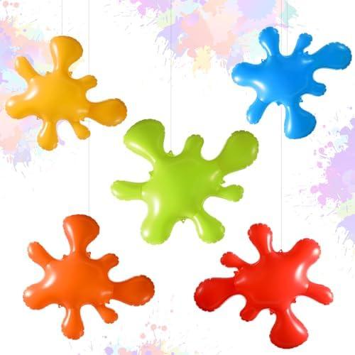 Leinuosen 5 Pcs Giant Inflatable Paint Splatter for Art Paint Party Decorations Large Blow up Splash Balloons for Art Party Decorations Halloween Classroom Prop Kit Birthday Supplies (5 Colors)