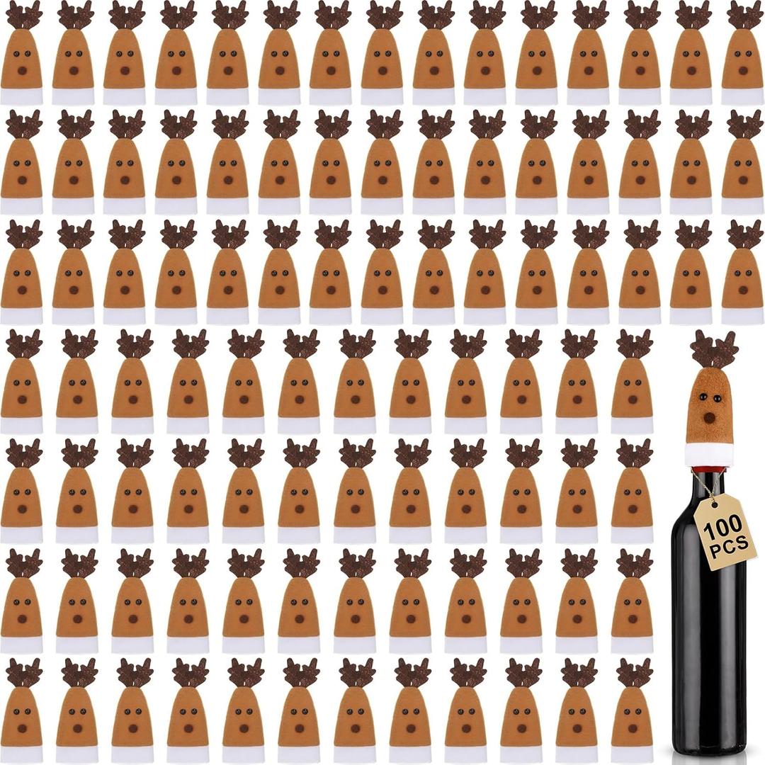 Nuenen 100 Pcs Mini Santa Hats 2.4x4.7 Inch Christmas Mini Elf Hats for Crafts Gifts Wine Bottle Xmas Party Table Decorations