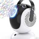 Automatic Bubble Machine - Bubbles Blower for Kids, Toddlers - 360 Oscillation & 75 Adjustment, Bubble Toys with LED Light - Gifts for Boys, Girls, Easter, Outdoor, Birthday, Party Use (Black)