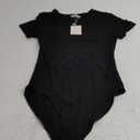 MANGOPOP Women's Round Neck Short Sleeve Bodysuit T Shirts Basic Body Suit Tops, XS