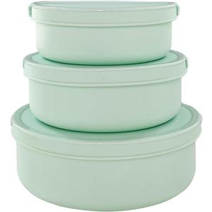 Silicone Food Storage Containers Bowl, Set of 3 Reusable Silicone Bento Lunch Box Containers with Lids (17oz, 25oz, 42oz) Dishwasher, Microwave and Freezer Safe Mint Green