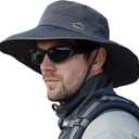 Cooling Sun Hat for Men Women,Wide Brim Bucket Hat Foldable Boonie Hat for Fishing Hiking Garden Safari Beach (Gray)