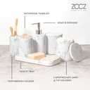 ZCCZ - Bathroom Accessories Set 6 Pcs - White Marble Design Toothbrush Holder, Lotion Soap Dispenser, 2 Qtip Holder Dispenser, Vanity Tray, Bathroom ...