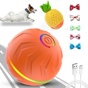 Valentines Day Gifts Interactive Dog Toys Dogs Ball,Moving Dog Toy with Touch Activated,Anti Boredom Dog Toys for Small Medium Dogs,Tough Motion Activated Automatic Vibrating Dog Ball (T01-Orange)