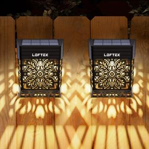LOFTEK Solar Deck Lights, 2 Pack Solar Fence Lights, Outdoor Patio Decorative Light, Dusk to Dawn, Waterproof, Fence Post Light for Railing, Garden, Backyard, Stair, Step, Camping, Warm White