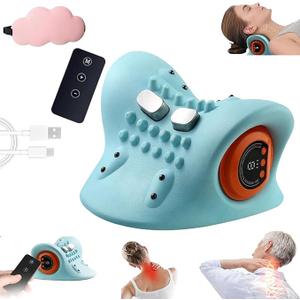 Neck Massager 2025, New Upgrade 26° Angle Neck Massager Pillow with Heat, 3 Modes and Multi-Directional Stretch, 3 in 1 Neck Stretcher Cervical Traction Device - Neck & Shoulder Relief(1PCS)