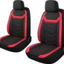 CAROMOP Breathable Car Seat Cover 2 Front Seats, 3D Air Mesh Cloth Seat Covers for Cars, Universal Fit Automotive Car Interior Covers for SUV Vans Sedans Trucks (Black/Red)