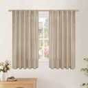 BGment Oatmeal Linen Curtains 48 Inch Length, Short Light Filtering Drapes Semi Sheer for Farmhouse Living Room Window Burlap Rusticr Rod Pocket Back Tab, 2 Panels Set, 42 Inch Wide Each Panel