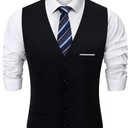 Mens Suit Vest, Business Formal Dress Vest for Men Solid Slim Fit Waistcoat, XL