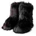 Snow Boots for Women 2024 Furry Boots Winter Knee High Flat Heel Fluffy Faux Fur Boots Size 37