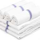 TEXAS LINEN CO. Cotton Kitchen Towels 6 Pack - 15 x 25 Inches - Highly Absorbent Dish Towels for Kitchen Drying, Soft Durable Reusable Quick Dry Tea, Kitchen and Dish Cloths Set - Blue Stripe
