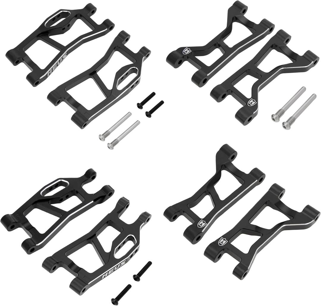 MEUS RACING Aluminum Suspension Arms Kit for Traxxas 1/16 Mini Maxx Upgrade Parts #10731 (Black)