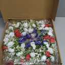 Taybonds 4th of July Patriotic Wreath for Front Door – 21” Handcrafted Red, White & Blue Flower Wreath Decoration for Independence Day, Memorial Day, Veterans Day, and Home Outdoor Front Porch Decor