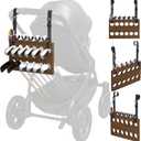 Golf Stroller Attachment Universal Golf Club Holder for Strollers, Acacia Wood, 12 Slots, 5 Ball Holders & Removable Tee Case Portable, Easy Setup, Gift for Golf-Loving Parents
