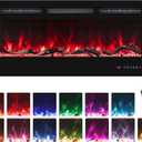 48'' Electric Fireplaces Inserts, Recessed & Wall-Mounted Fireplace Heater with Thermostat, Multicolor Flames,Timer, Log & Crystal, 750/1500W, Black