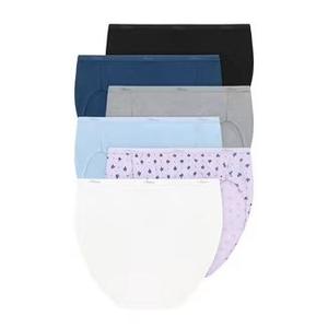 JUST MY SIZE Women's Plus Size Cool Comfort Cotton High Brief 6Pack, Assorted, 14 (16156C)