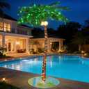 7ft Lighted Palm with Tree Skirt - 116 LED Lights with 16 Twinkling Lights & Glowing Coconuts, Tropical Decor for Indoor Outdoor Patio Garden Party