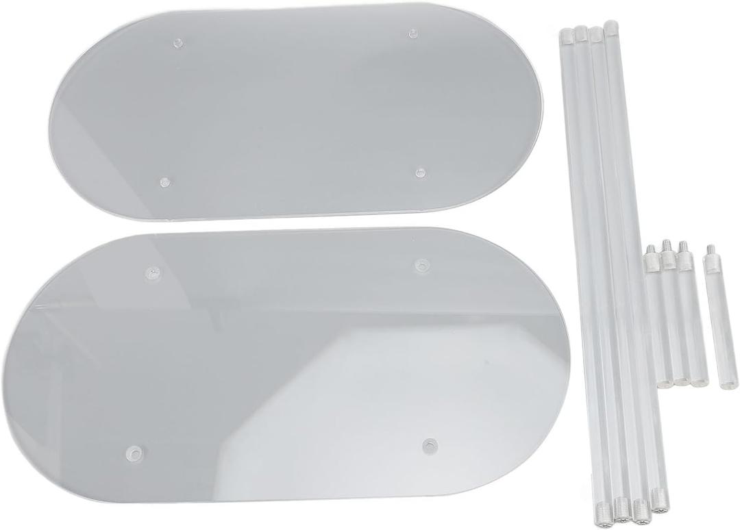 Clear Acrylic Side Table, 2 Tier Oval Modern Design, Detachable Nightstand End Table, Easy Assembly and, Ideal for Living Room Office Hallway Bedroom