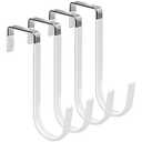 FYY Over The Door Hooks, 4 Pack Hangers Hooks with Rubber Prevent Scratches Heavy Duty Organizer for Living Room, Bathroom, Bedroom, Kitchen Hanging Clothes, Towels, Hats, Coats, Bags White
