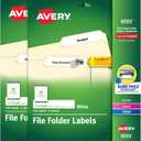 Avery File Folder Labels with TrueBlock Technology, Permanent Adhesive, 2/3" x 3-7/16", Laser/Inkjet, 2-Pack, 300 Labels Total (28593)