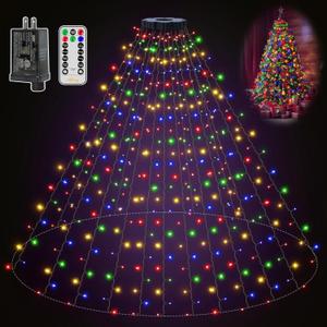 Ollny Christmas Tree Lights 400LED 8.2ft*16 Strings with Ring, 8 Lighting Modes 3 Timers Dimmable Christmas Lights Indoor/Outdoor with Remote, Waterproof for Xmas Decor (Multicolored)