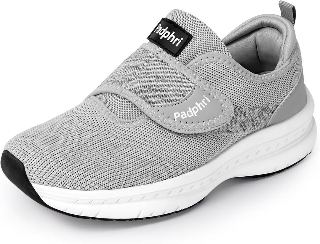 Diabetic Shoes for Men Extra Wide WidthWalking Shoes for Elderly Foot Pain Relief NeuropathyOrthopedic Shoes for Swollen Feet AdjustableZapatos para Diabticos Hombre (Grey), 10