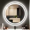 LTFUUAI 24" Round LED Bathroom Mirror with Lights, Smart Touch 3-Color Dimming Lighted Vanity Mirror wall Mounted, Anti-Fog Shatterproof with Front & Back Light, for Bathroom Vanity