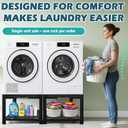 Royxen Washer and Dryer Pedestals with Drawer,29" W x 29" D x 19.5" H Metal Heavy Duty Laundry Pedestal, Universal Washing Machine Stand for Basket Shelf, 850lbs Capacity, Black