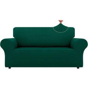 LURKA Stretch Loveseat Sofa Slipcovers 1 Piece Couch Covers for Sofa Furniture Protector Full Sofa Covers with Elastic Bottom for Kids and Dog (Dark Green, Medium)