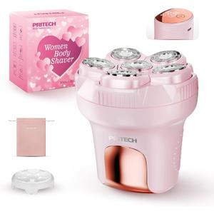 PRITECH Electric Razors for Women Legs, Easy-Clean Body Shaver, Wet & Dry Waterproof Bikini Trimmer, Portable Lady Hair Remover for Face Underarms Pubic (Pink)