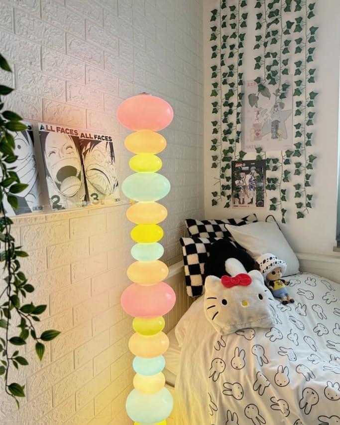 Anykonio Candy Floor Lamp, Modern Decorative Floor Lamp with 18 Colorful Glass Shades, Dreamy Ambient Mood Lighting, Stepless Dimmable, Marble Base, Statement Home Decor for Living Room & Bedroom