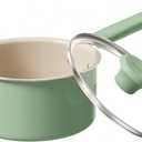 Redchef Ceramic Nonstick Saucepan with Lid, 1.5QT Small Cooking Pot, Non Toxic Sauce Pans for Kitchen, Cool Handle PFAS Free Compatible with All Cooktops, Green