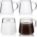 Leinuosen 4 Pcs Small Glass Creamer Pitcher Set Transparent Mini Poured Glass Tea Pitcher, Milk and Coffee Serving Jugs for Tea Milk Coffee(Handle Style)