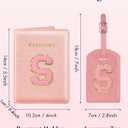 Slohif Passport Holder Initial Lugguage Tag Set Suitcase Cover Wallet Case for Travel Women - Leather Letter Passport Book Personalized Organizer Card Protector Sleeve Essentials Slim Carrier Red S (Pink)
