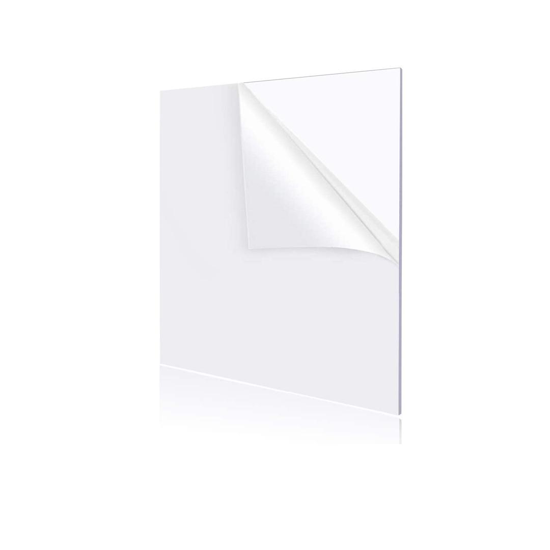 YSTIME 12" x 12" Acrylic Sheet Clear Plexiglass Sheet, Transparent Acrylic Board with Protective Paper for Craft, Frame, DIY Display Projects, Pack of 1