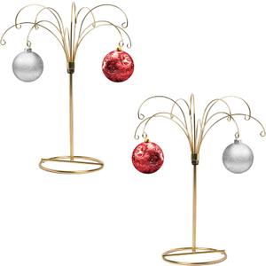 HOHIYA 2 Pcs 13.5 Inch Ornament Display Stand Hanger Holder Hanging Wire for Ball Christmas Easter Decorations Taiwan Made Brass Gold Max Loading 1.5 LBS
