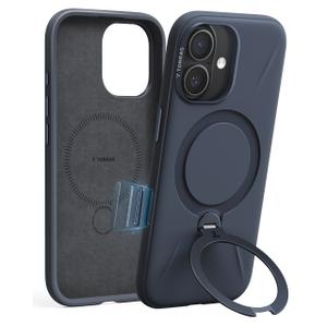 TORRAS Ostand Q3 Silicone for iPhone 17 Case, Fit for MagSafe, 360 Ring Holder Kickstand, Soft Liquid Silicone Cozy Grip, Camera Control, Shockproof Rugged Protective Case for iPhone 17, Midnight