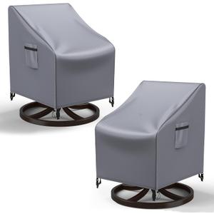 Mrrihand Patio Chair Covers, 2 Pack Outdoor Swivel Lounge Chair Cover, Heavy Duty Patio Rocking Chair Covers, Patio Furniture Covers Waterproof, 30" W34" D38.5" H, Grey