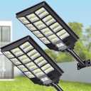 8000W Solar Street Light, 2 Pack Dusk to Dawn Solar Flood Lights Outdoor with Motion Sensor and Remote Control for Yard, Parking Lot, Garage, Street (8000W*2PACK, Black)
